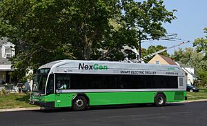 Dayton trolleybus 2064, a 2020 Kiepe DMBT with Gillig BRT body (2021)