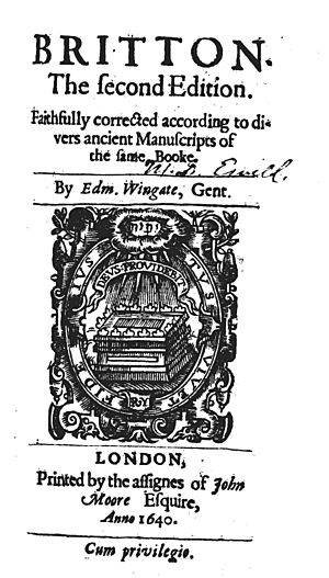Edmund Wingate (ed), Britton (2nd ed, 1640, title page)
