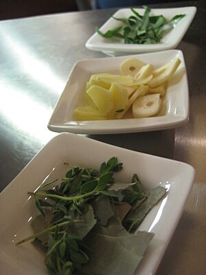 Ghanaian fruit pineapple and taro leaves (masterclass dish)