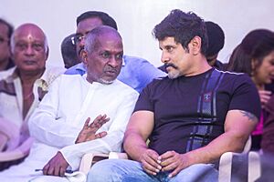Ilaiyaraaja and Vikram at the Nadigar Sangam Protest