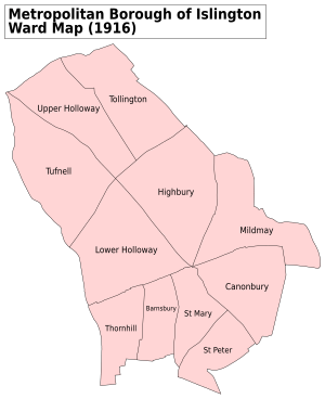 Islington Met. B Ward Map 1916