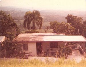 A home on PR-111 in Juncal from a mountain across the street