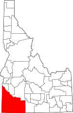 Map of Idaho highlighting Owyhee County