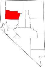Map of Nevada highlighting Pershing County