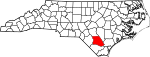 State map highlighting Bladen County