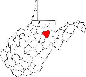 Map of West Virginia highlighting Barbour County