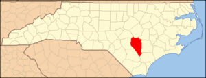 North Carolina Map Highlighting Sampson County
