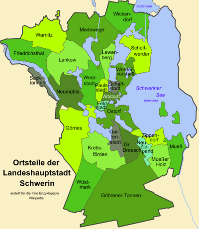 Ortsteile Schwerin Karte