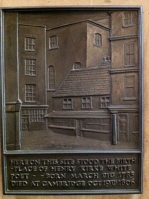 Plaque marking the birthplace of Henry Kirke White