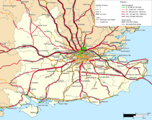 Rail transport infrastructure map - UK - South East England