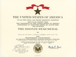 Roger Vreeland US Bronze Star Medal