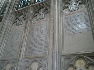 Roll of fame for The Rifle Brigade on the north wall at Winchester Cathedral - geograph.org.uk - 1162341
