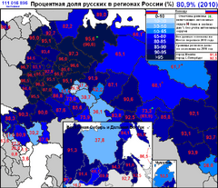 Russians in Russian regions 2010