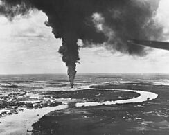 Saigon under attack by US carrier planes on 12 January 1945