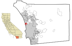 Location of Solana Beach within San Diego County, California