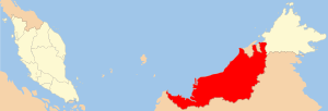 Map of Malaysia, highlighting the state of Sarawak
