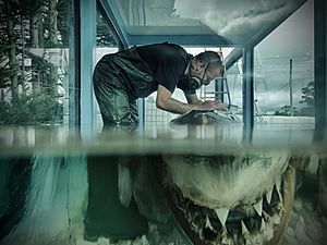 Shane McAlister injecting preservative into Rosie the Shark