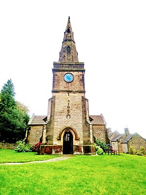 Spire of Holy Trinity Church, Stanton In Peak, Derbyshire.jpg
