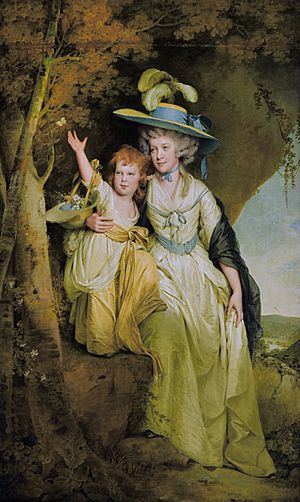 Susannah Arkwright, mrs Charles Hurt (1762–1835) and her daughter Mary Anne, by Joseph Wright of Derby