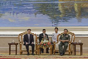 Than Shwe and Abhisit closeup