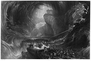 The Deluge engraving by WIlliam Miller after J Martin