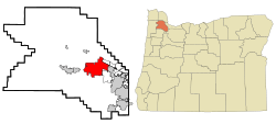 Location of Hillsboro in the state of Oregon