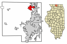 Location of Rockton in Winnebago County, Illinois.
