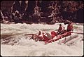 A large (28 foot) raft running Wild Sheep Rapids on the Snake River during a conservation trip through Hells Canyon, 05-1973 (6919795246)
