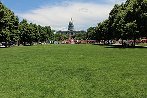 Civic Center Park. View from Bannock St