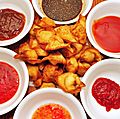 Crab rangoon with some nice dipping sauces (4411368535)