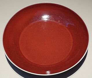 Dish with copper-red glaze, China, Jingdezhen, Ming dynasty, Xuande mark and period, 1426-1435 AD, porcelain, copper-red glaze - Freer Gallery of Art - DSC04998