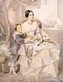 Drawing of Adelaide of Austria with her son the future Umberto I of Italy
