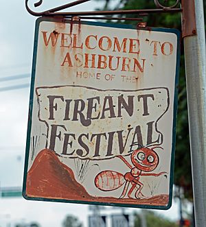 Fire Ant Festival sign, Ashburn, GA, US