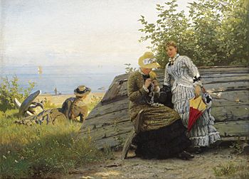 Hans Gude - Damer i solskinnet (1883)