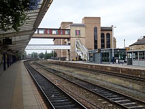 Harrogate railway station, general view towards Knaresborough, North Yorkshire, UK