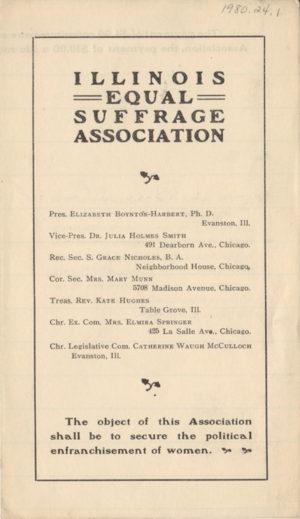 Illinois Equal Suffrage Association pamphlet, 1903