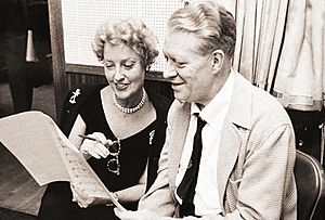 Jeanette MacDonald in the recording studio with Nelson Eddy