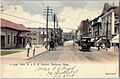 Main Street, Marlborough, with station and streetcar - postcard
