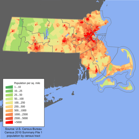 Massachusetts population map