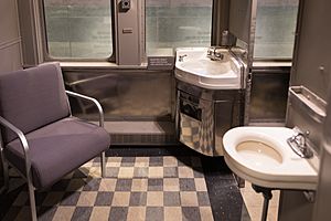 Men’s restroom and smoking lounge in a Southern Railway Company car at the National Museum of African American History and Culture