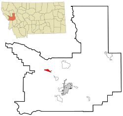 Location in Missoula County and the state of Montana
