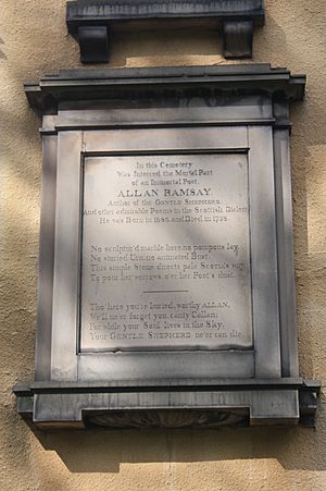 Monument to Allan Ramsay on the south side of Greyfriars Kirk