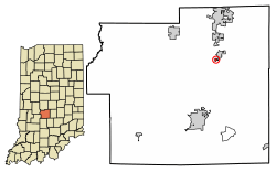 Location of Bethany in Morgan County, Indiana.