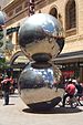 The twin spheres, one atop the over, in Rundle Mall
