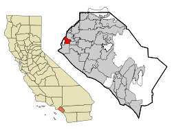 Location of Los Alamitos within Orange County, California.