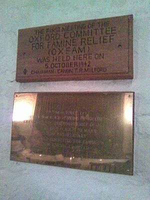 Oxfam plaque Old Library University Church Oxford