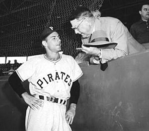 Pirate player with general manager Branch Rickey (cropped)