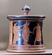 Pyxis Peleus Thetis Louvre L55 by Wedding Painter