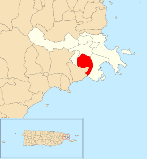 Location of Quebrada Seca within the municipality of Ceiba shown in red