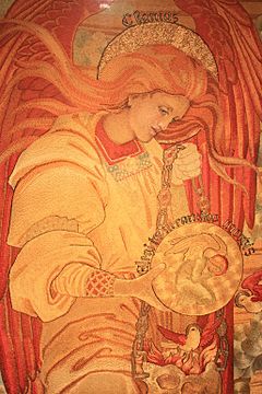 Salvation of Mankind (detail) by Phoebe Anna Traquair 1886 to 1893